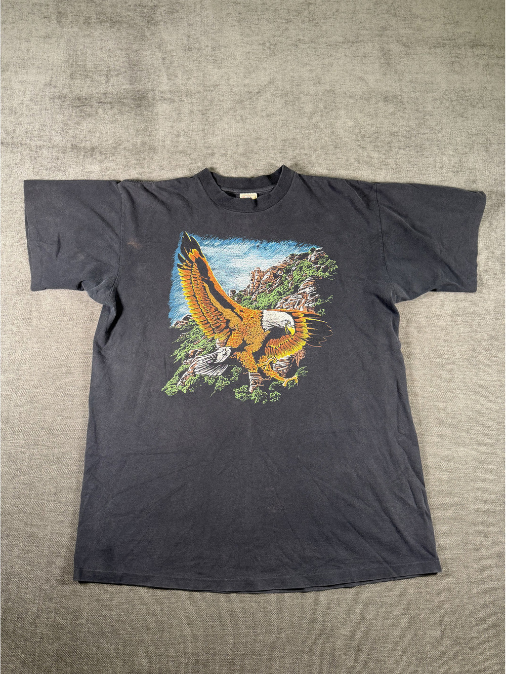 Vintage Delta XL Black T-Shirt with Eagle Graphic